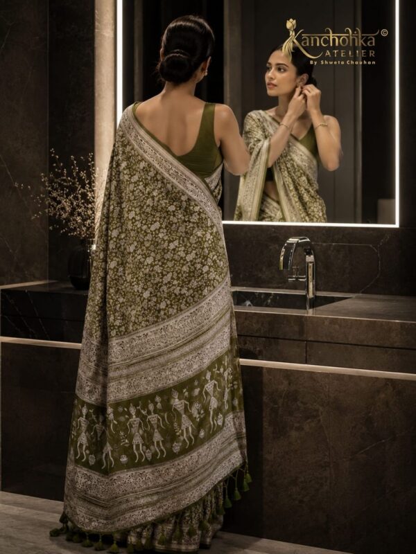 Handloom Khadi Saree in Purple-Mauve Ikkat Print | With Blouse (Copy)