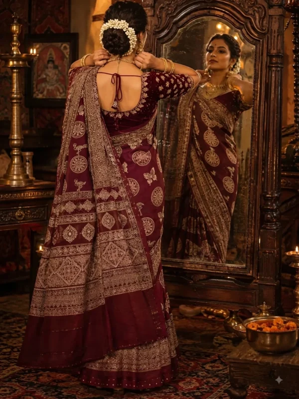Modal Silk Ajrakh Print Saree| Kancholika